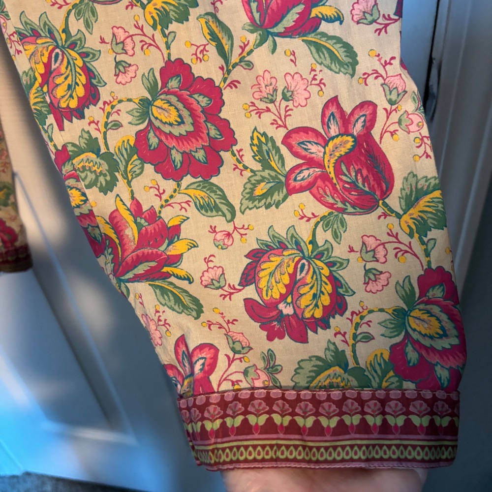 Sundance 100% Cotton Boho Cottage Whimsigoth  Floral Print Drawstring Pants XL - Picture 5 of 15